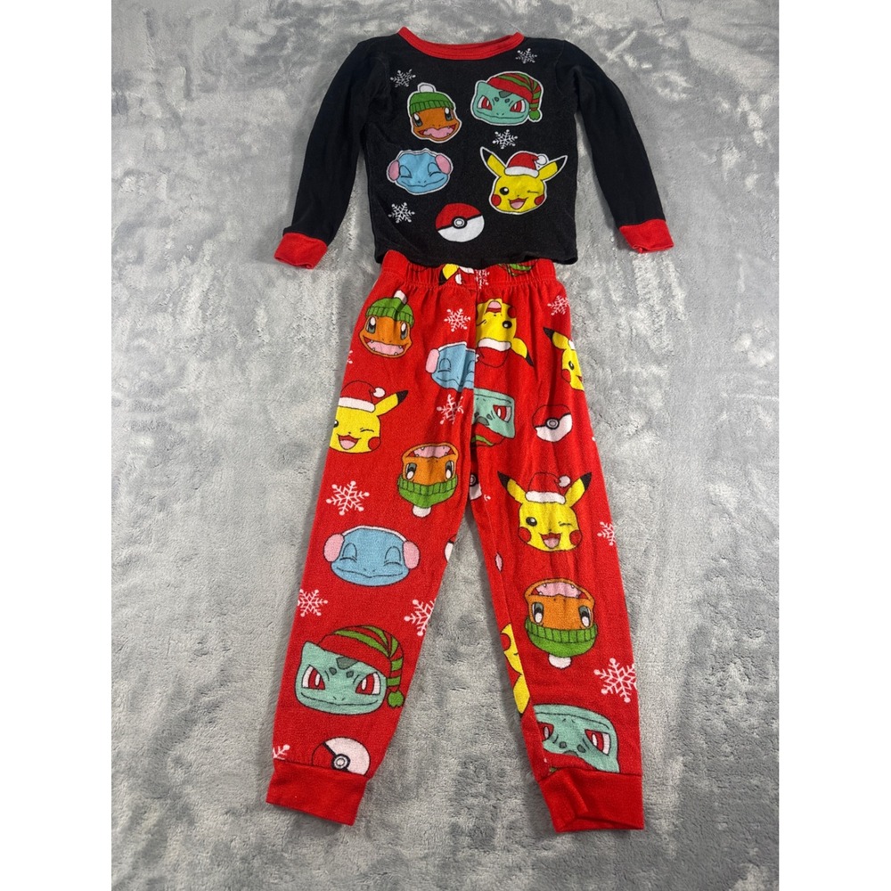 Pokemon Kids Christmas Pajama Set Size 6 Pikachu Bulbasaur Holiday Sleepwear